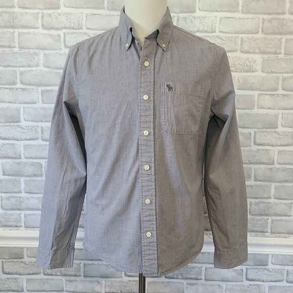 Vintage Abercrombie & Fitch Chambray Blue Button Up Mens Shirt Casual Preppy M - Picture 2 of 8